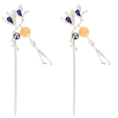 2St Mode Haarstok Magnolia Haarpin Retro Accessoire Multi 1