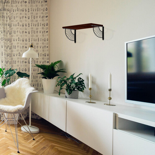 2Pièces Fixations D'étagère Noir, Design Moderne Durable 2