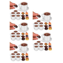 5Sets Miniatuur Taartdecoratie Keramiek Hars Sierlijke Set Multi Kleur