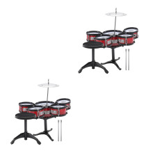 2St Educatief Jazz Drumstel Rood Mini Percussie Voor Kinderen Met