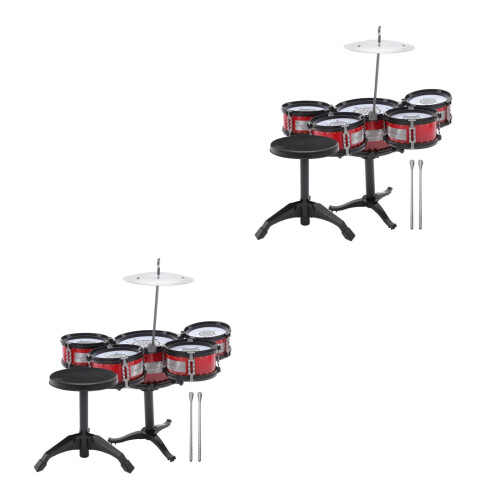 2St Educatief Jazz Drumstel Rood Mini Percussie Voor Kinderen Met