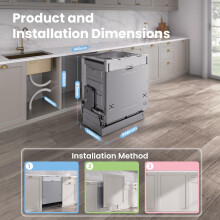 COMFEE KWHBD1215PW Fully Integrated Dishwasher with 12 Place Settings Cloud
