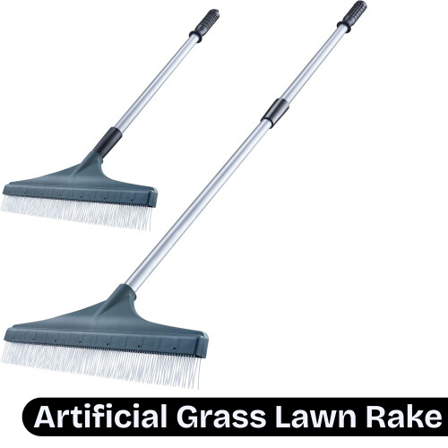 Extendable Artificial Grass Rake Soft Bristle Brush for Fake Lawn Turf
