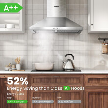 COMFEE 60 cm Chimney Cooker Hoods Class A Stainless Steel Extractor Hood wi