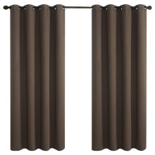 Cortina Opaca con Ojales Terciopelo Marrón 225 x 140 cm 2 uds — cortinas dormitorio, cortinas térmicas