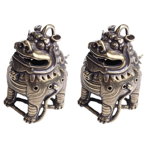 2Pièces Brûle-Encens Maison Vintage Marron Clair Élégant 1
