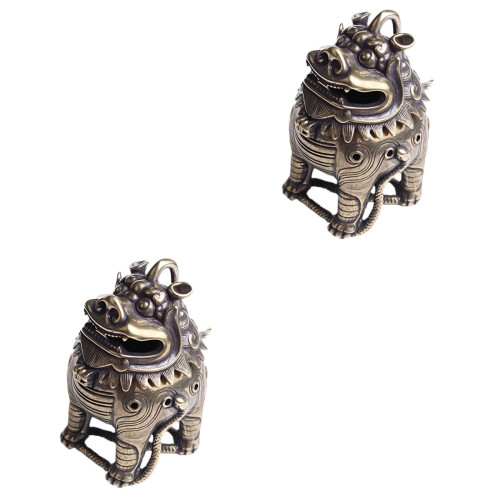 2Pièces Brûle-Encens Maison Vintage Marron Clair Élégant 2