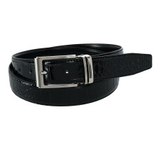 CTM Big & Tall Leather Croc Print Dress Belt with Clamp On Buckle