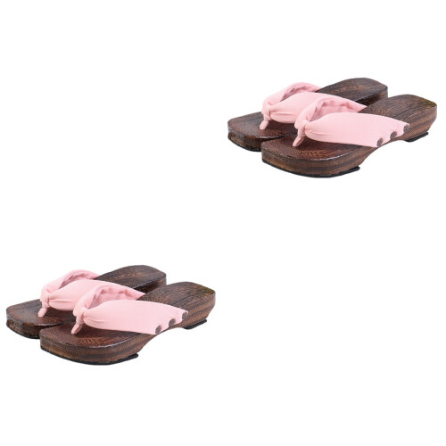 2Paren Stijlvolle Roze Clogs Platte Zool Comfortabele Dames Slippers 2