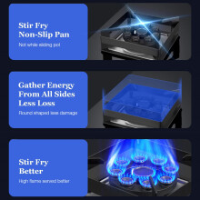 Gas Stove 2 Burners 52KW 9cavity Timed High Flame Tempered Glass Ignition C