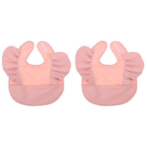 2Pièces Bavoirs Pour Bébé Rose Réutilisables En Doux 1
