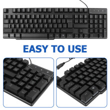 3Sets USB Keyboard Mouse Combo Zwart Ergonomisch Met Verlichte Toetsen