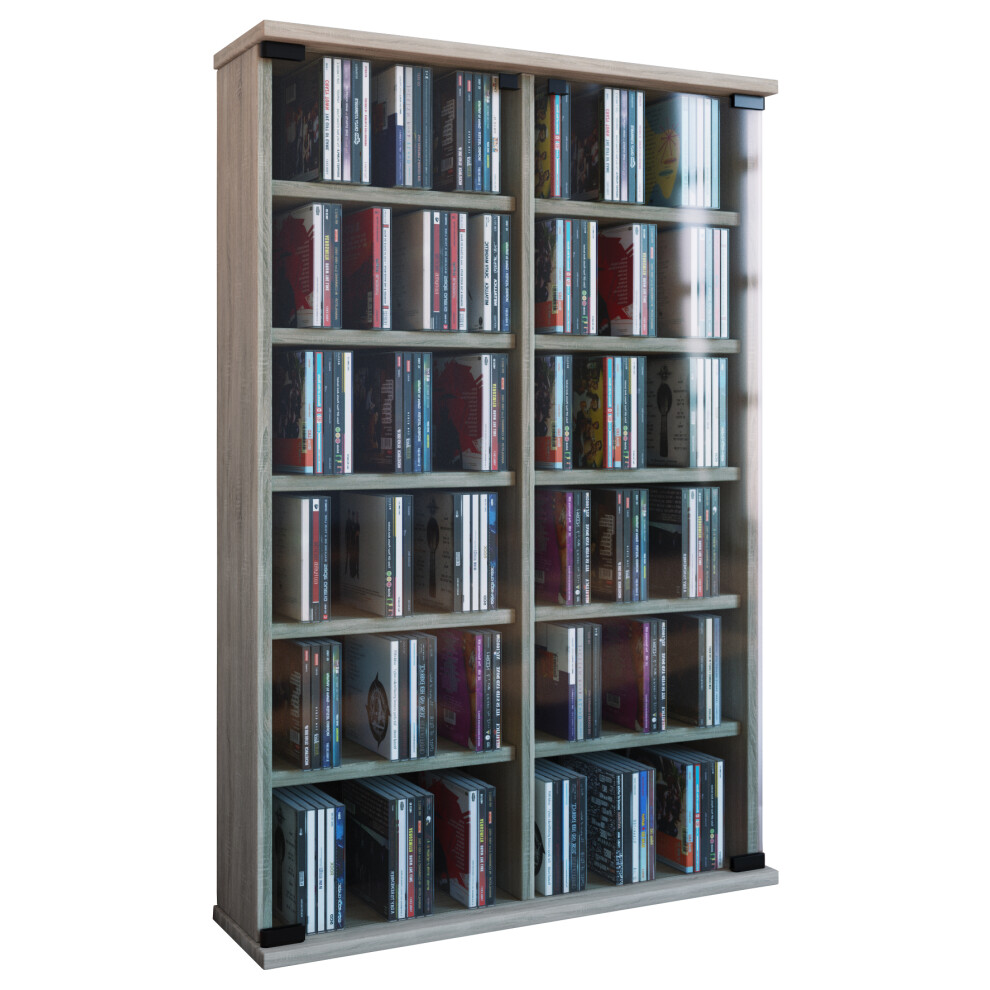 Photos - Accessory  Wood CD DVD Stand Regal Roma Glass Door VCM134(Matt, Wood)