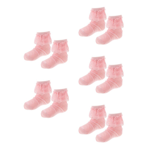 5St Babykatoen Roze Mesh Zachte Cuff 1