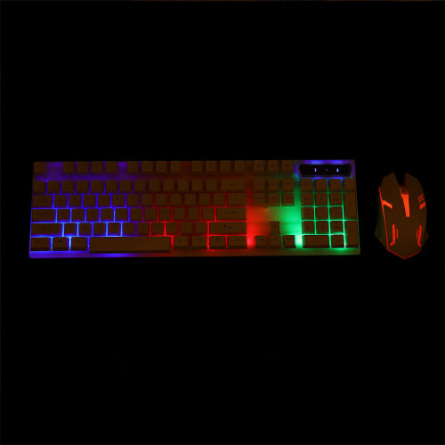 2Sets Rgb Verlicht Wit Keyboard Mouse Combo Ergonomisch En 2