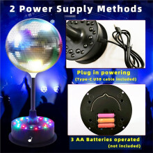 Mirrors Light with Remote, 23 LED Adjustable Rotating Motor with 6-Inch Silver Mirror for Home Decor
