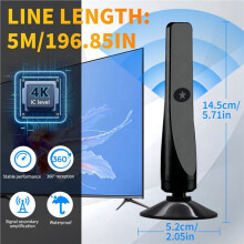 3X 4K/1080P HD Digital TV Antenna with Signal Amplifier Wide Range DVB-T2 Antenna for HDTV Reception Home TV Aerial