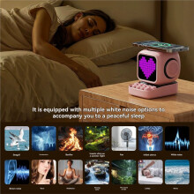 Retro Pixel Art Speaker 15W Wireless Charger Clock White Noise Speaker Cute Gift Home Decoration Green