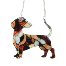 Janela Dachshund Pendurado Suncatcher Sun Catchers Interior Exterior Janela Dachshund Dog Stain Glass Window Ornament 9CM