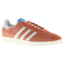 (Orange, 5 (Adults')) Adidas Originals Mens Trainers Gazelle Leather Lace Up peach white UK Size