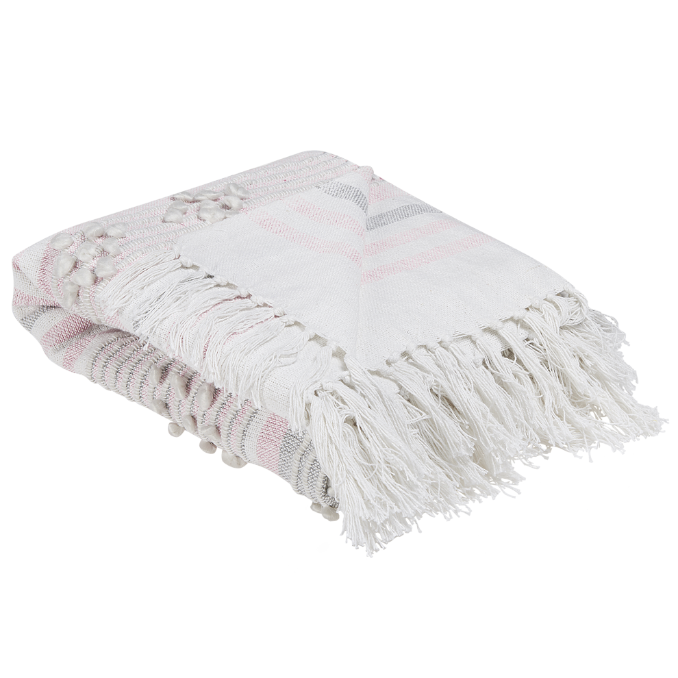 Beliani Blanket Kaman Fabric 125 X 150 Cm Pink
