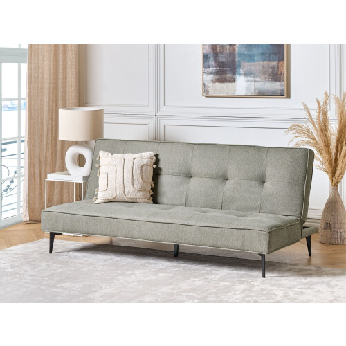 Beliani Sofa Bed 3 Seater ESSVIK Fabric Light Green 1