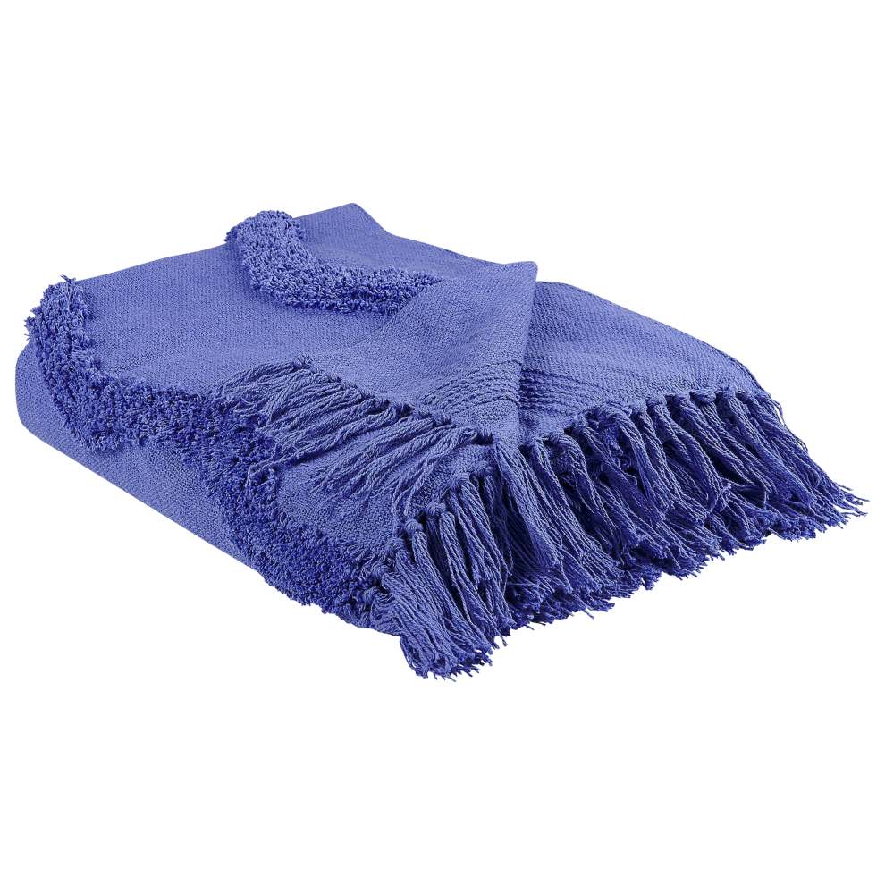 Beliani Blanket Khari Cotton 125 X 150 Cm Violet