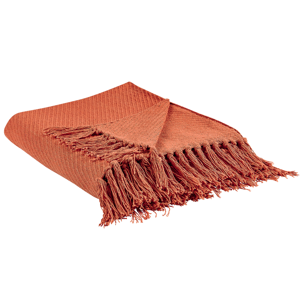 Beliani Blanket Yarsa Cotton 125 X 150 Cm Red