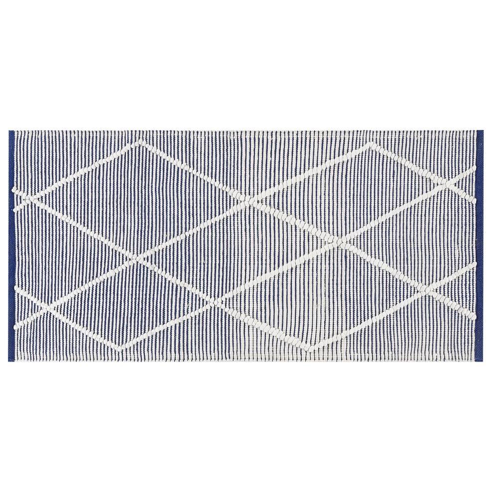 Photos - Area Rug Beliani Rug SYNOPA Blue 80 x 150 cm Cotton Blue,White