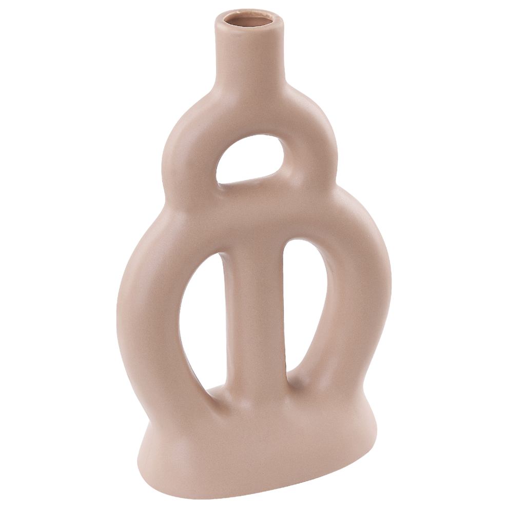 Beliani Flower Vase Kozani Ceramic 28 Cm Sand Beige