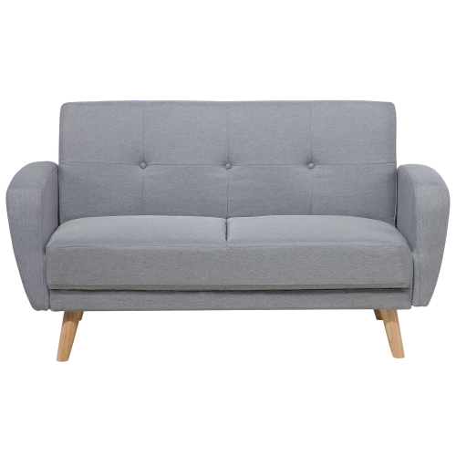 Beliani Sofa Bed 2 Seater FLORLI Fabric Light Grey