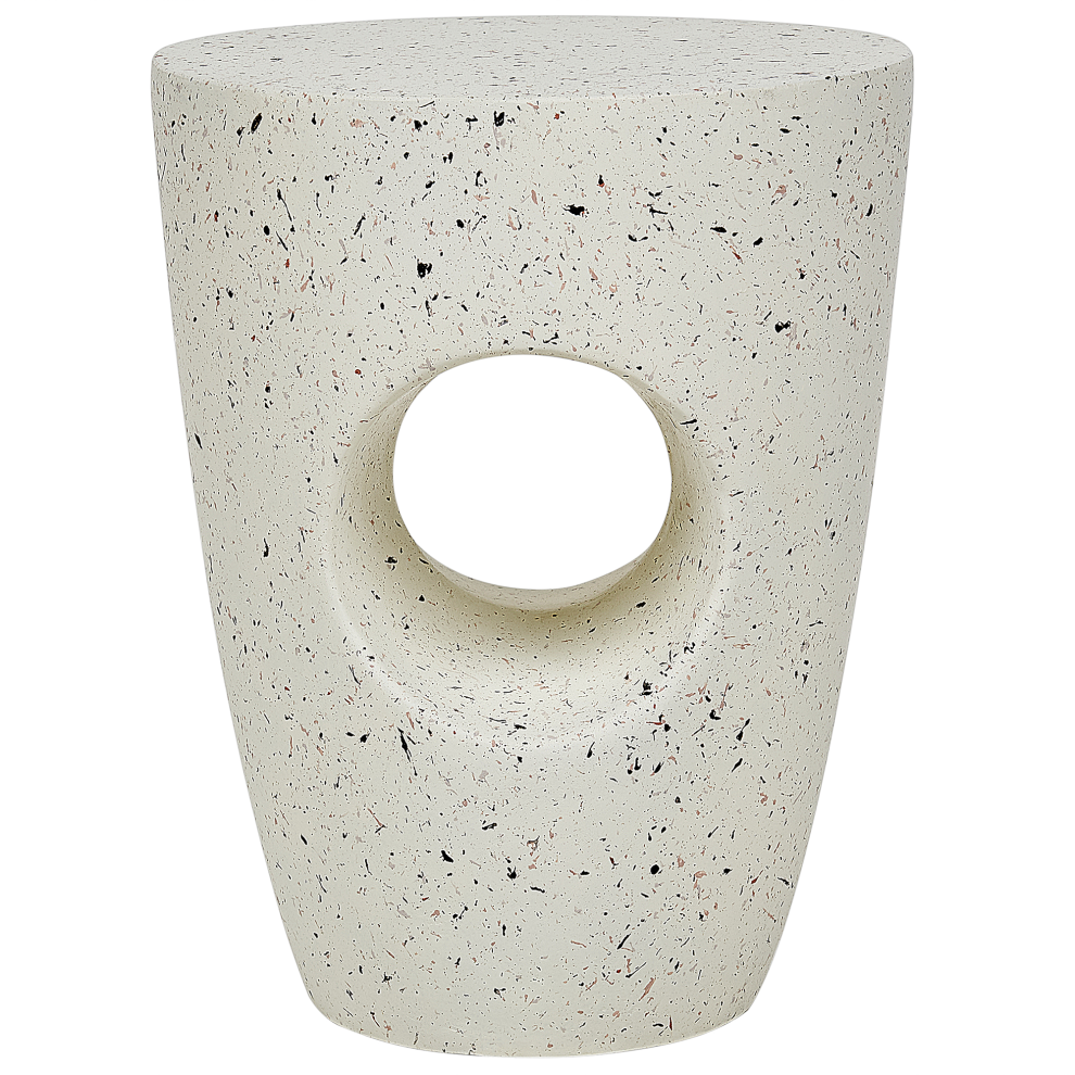 Beliani Side Table Edolo 37 Cm 37 Cm Terrazzo Effect White Terrazzo