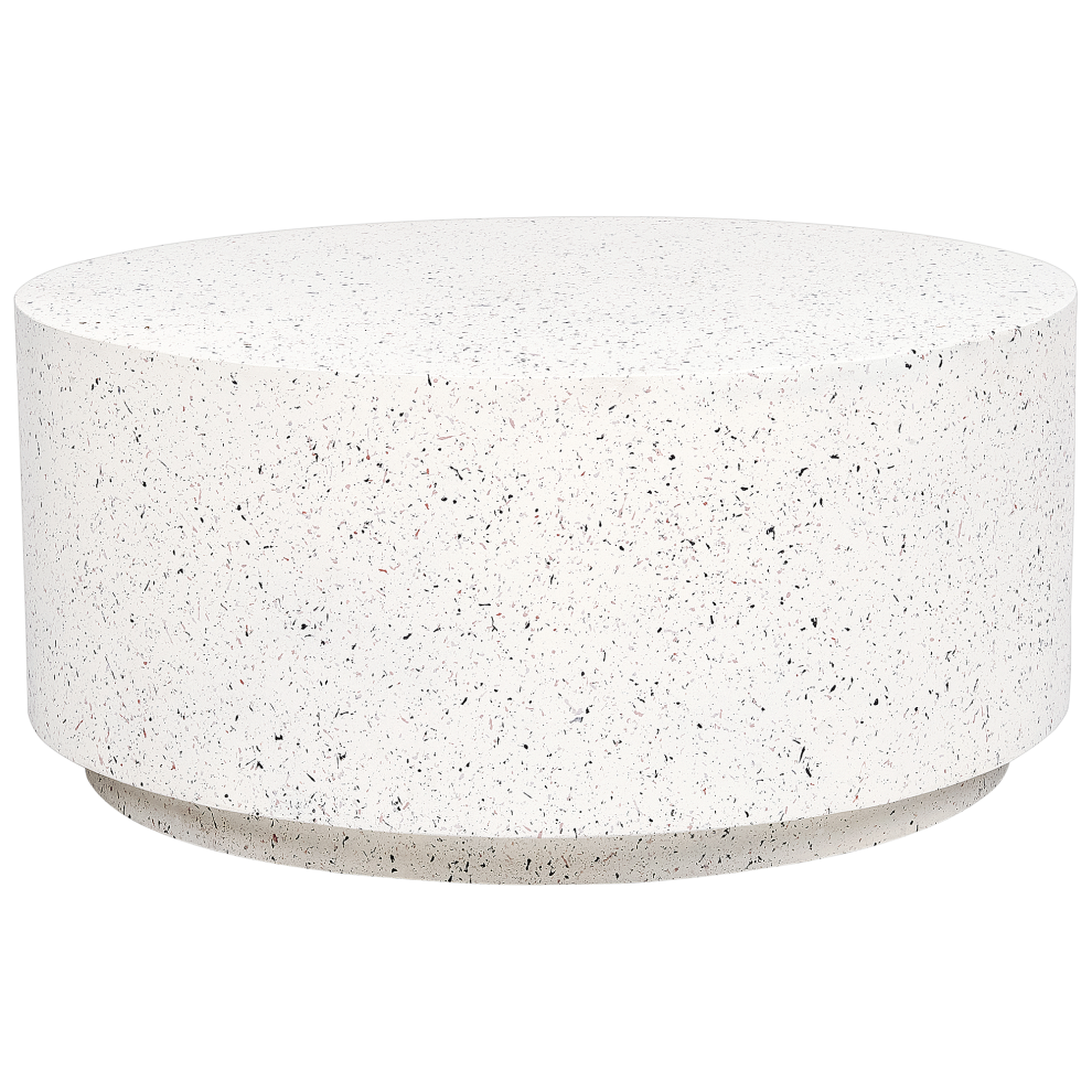 Beliani Coffee Table Trezzo 90 Cm 90 Cm Terrazzo Effect White Terrazzo