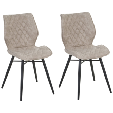 Set of 2 Dining Chairs LISLE Fabric Beige