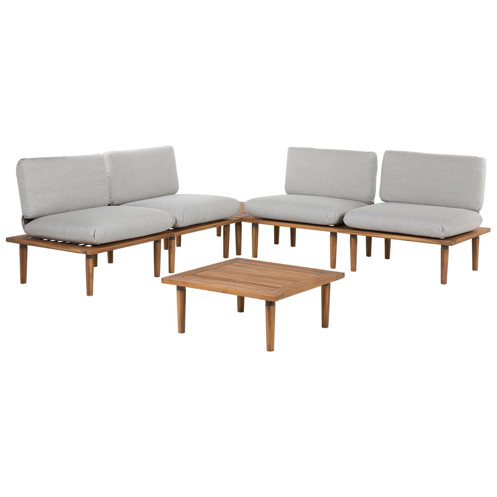 FRASCATI 4 Seater Garden Lounge Set with Table Light Grey Certified Acacia Wood Modular