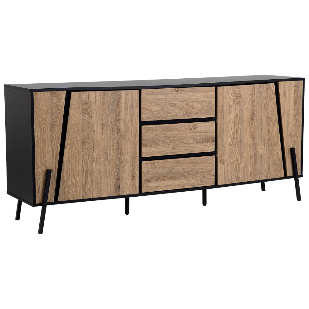 Beliani 2 Door Sideboard Blackpool Brown/ Black