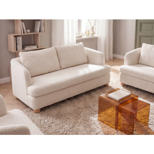 Beliani Sofa 3 Seater RATTVIK Boucle Off-White 1