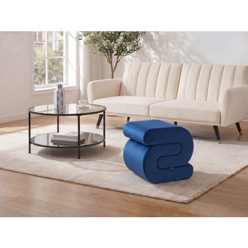 Beliani Pouffe ARCADIA Velvet Navy Blue 1
