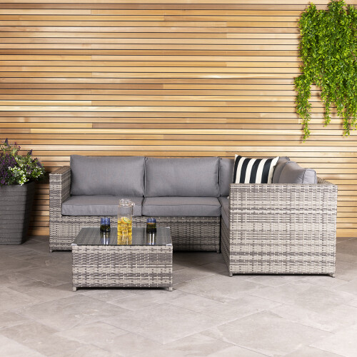 Charles Bentley Charles Bentley Rattan Corner Sofa & Coffee Table - Grey