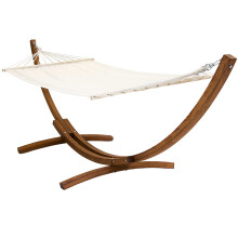 (Cream) Charles Bentley Free Standing Canvas for Garden Hammock with Wooden Arc Stand in Cream Or Multicoloured