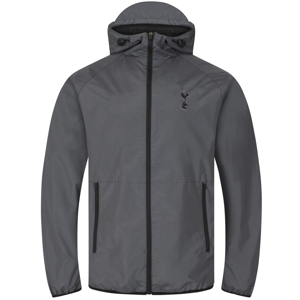 Tottenham Hotspur Fc Mens Shower Jacket Windbreaker Peaked Hood Grey Xl