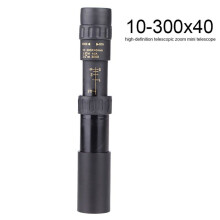 Metal 10-300X40 Zoom HD Single-Tube Telescope Long Range Portable Professional Telescope Monocular for Outdoors Hunting