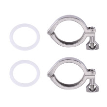 2Pcs Tri-Clamp Steel Single Pin Heavy Duty Tri Clamp with Wing Nut for Ferrule TC with Silicone Gasket 2 Inch