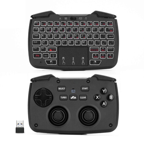 RK707 2.4GHz Wireless Portable Game Controller Keyboard Mouse Combo Turbo Function for PC/Raspberry Pi2/Android TV