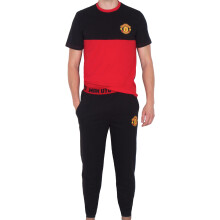 Manchester United FC Official Football Mens Premium Long Pyjamas Black Sm.