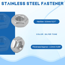 Metric M3 Hex Nuts 304 Stainless Steel Fastener DIN934 100pcs for Bolt