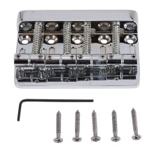 4 String Hardtail Bass Guitar Bridge for Precision Jazz Bass PB JB Style Bass, Chrome