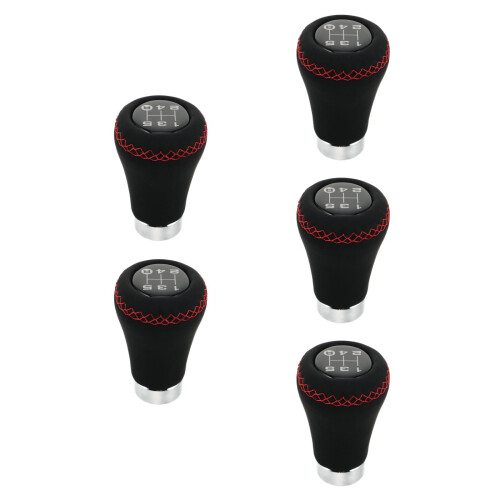 5Pièces Levier Changement Vitesse Aluminium Cuir Pour Auto