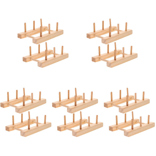 10Pièces Rangement Fil Couture Bois Khaki, Support Durable