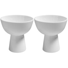 2Pièces Bols À Glace Dessert Blancs En Céramique Pied Haut